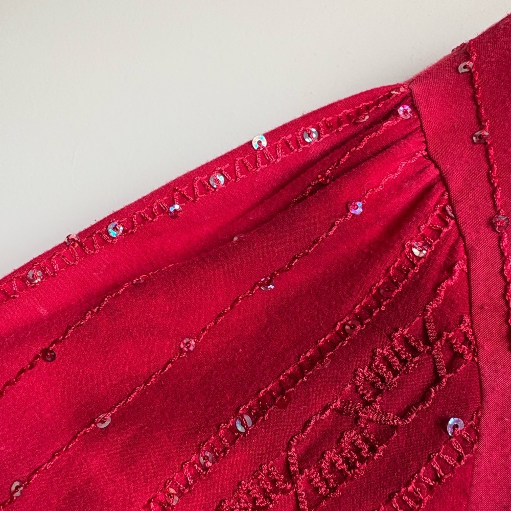 New Directions Deep Red Embellished Tunic - Picture 4 of 8